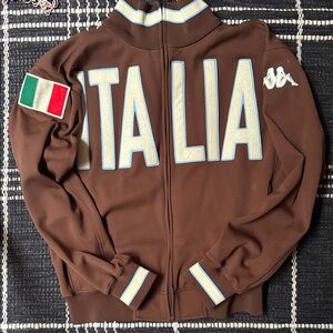 Kappa Brown Italia Jacket with Blue Accents